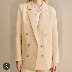 Sezane Paris Michele Jacket Blazer in a Pale Yellow Mottled Ecru Size 38 Medium